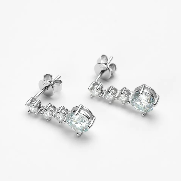 Certified Sparkling Moissanite Drop Earrings - Picture 3 of 7